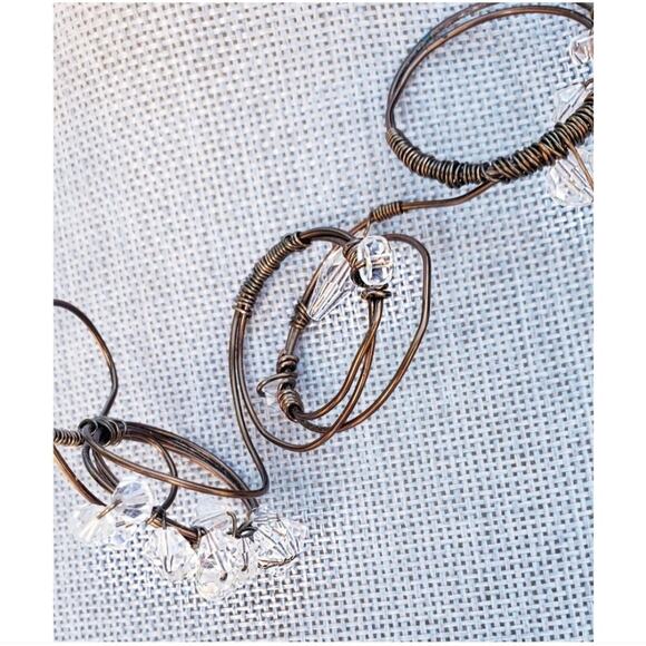 Artisan Handcrafted Necklace Texas Western Rugged Barb-Wire & Swarovski Crystal - Picture 6 of 9